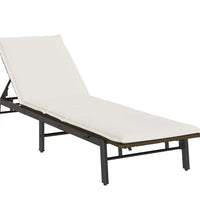 Sonnenliege mit Auflage Braun Poly Rattan