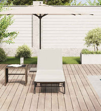 Sonnenliege mit Auflage Braun Poly Rattan