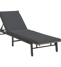 Sonnenliege mit Auflage Grau Poly Rattan