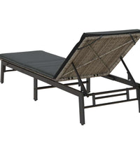Sonnenliege mit Auflage Grau Poly Rattan