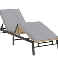 Sonnenliege mit Auflage Beige Poly Rattan