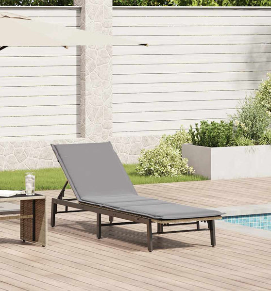 Sonnenliege mit Auflage Beige Poly Rattan
