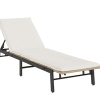 Sonnenliege mit Auflage Beige Poly Rattan