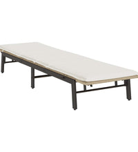 Sonnenliege mit Auflage Beige Poly Rattan