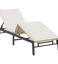 Sonnenliege mit Auflage Beige Poly Rattan