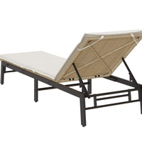Sonnenliege mit Auflage Beige Poly Rattan