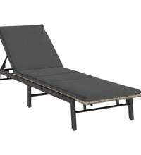 Sonnenliege mit Auflage Hellgrau Poly Rattan