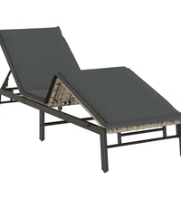 Sonnenliege mit Auflage Hellgrau Poly Rattan