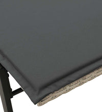 Sonnenliege mit Auflage Hellgrau Poly Rattan