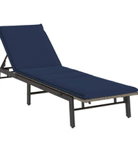 Sonnenliege mit Auflage Grau Poly Rattan