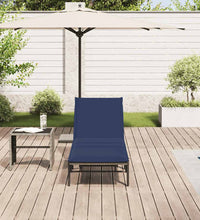 Sonnenliege mit Auflage Grau Poly Rattan