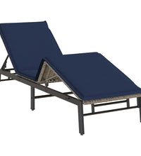 Sonnenliege mit Auflage Grau Poly Rattan