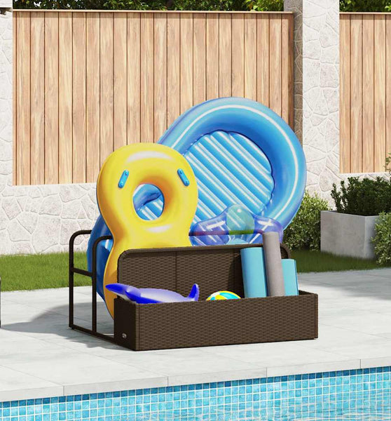 Pool Aufbewahrungsbehälter Braun 110x100x57 cm Poly Rattan