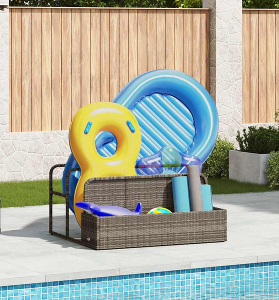 Pool Aufbewahrungsbehälter Grau 110x100x57 cm Poly Rattan