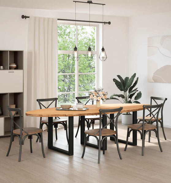 Esstisch Hellbraun 280x120x74 cm Massivholz Eiche Oval