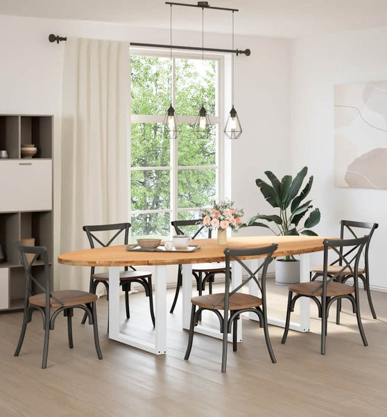 Esstisch Hellbraun 280x120x74 cm Massivholz Eiche Oval