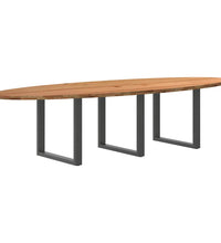 Esstisch Hellbraun 320x120x74 cm Massivholz Eiche Oval