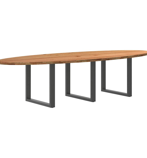 Esstisch Hellbraun 320x120x74 cm Massivholz Eiche Oval