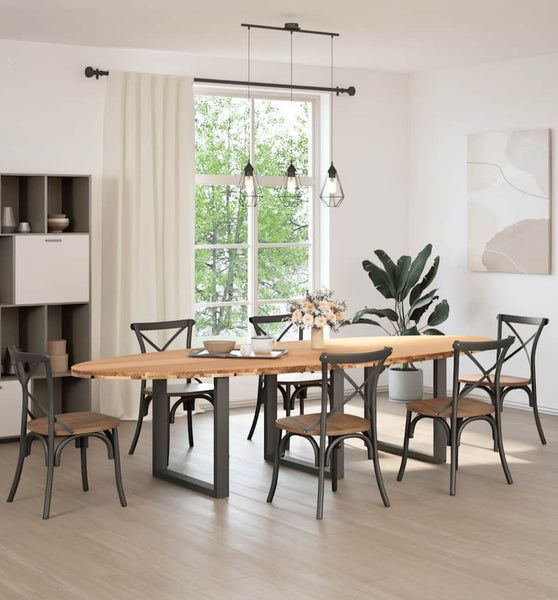 Esstisch Hellbraun 320x120x74 cm Massivholz Eiche Oval