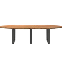 Esstisch Hellbraun 320x120x74 cm Massivholz Eiche Oval