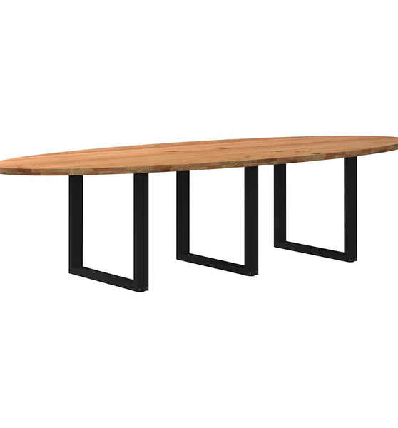 Esstisch Hellbraun 320x120x74 cm Massivholz Eiche Oval