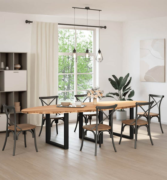 Esstisch Hellbraun 320x120x74 cm Massivholz Eiche Oval