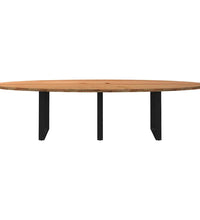 Esstisch Hellbraun 320x120x74 cm Massivholz Eiche Oval