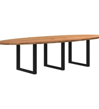 Esstisch Hellbraun 320x120x74 cm Massivholz Eiche Oval