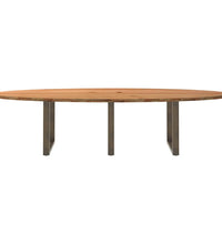 Esstisch Hellbraun 320x120x74 cm Massivholz Eiche Oval