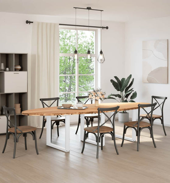 Esstisch Hellbraun 320x120x74 cm Massivholz Eiche Oval