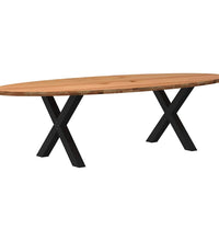 Esstisch Hellbraun 280x120x74 cm Massivholz Eiche Oval