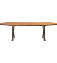 Esstisch Hellbraun 280x120x74 cm Massivholz Eiche Oval