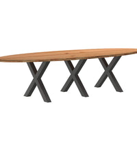 Esstisch Hellbraun 320x120x74 cm Massivholz Eiche Oval