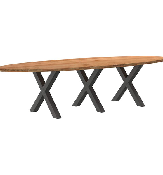 Esstisch Hellbraun 320x120x74 cm Massivholz Eiche Oval