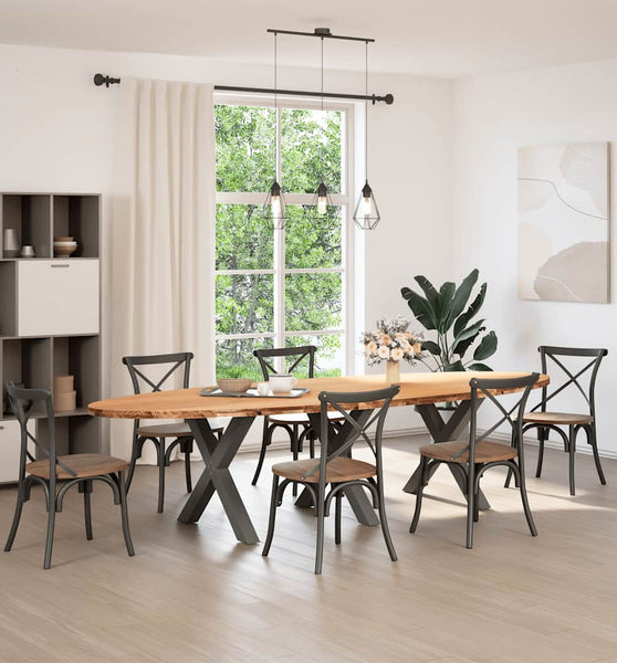 Esstisch Hellbraun 320x120x74 cm Massivholz Eiche Oval