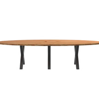 Esstisch Hellbraun 320x120x74 cm Massivholz Eiche Oval