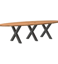 Esstisch Hellbraun 320x120x74 cm Massivholz Eiche Oval