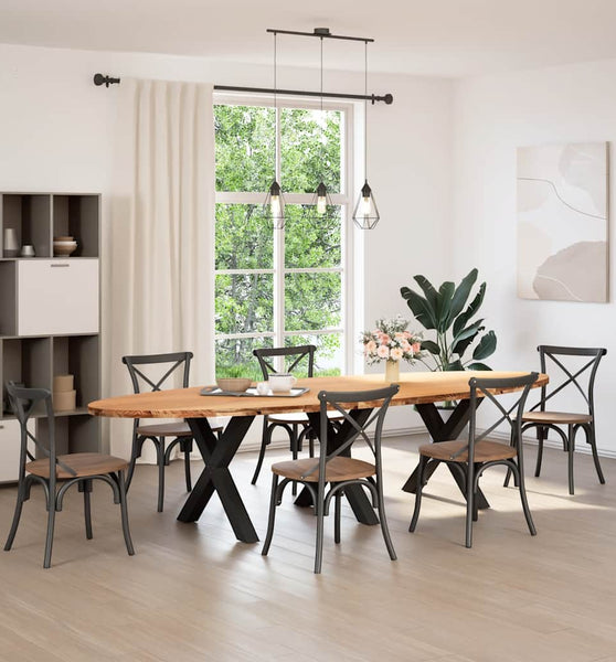 Esstisch Hellbraun 320x120x74 cm Massivholz Eiche Oval