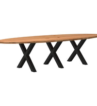 Esstisch Hellbraun 320x120x74 cm Massivholz Eiche Oval