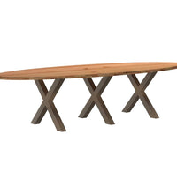 Esstisch Hellbraun 320x120x74 cm Massivholz Eiche Oval