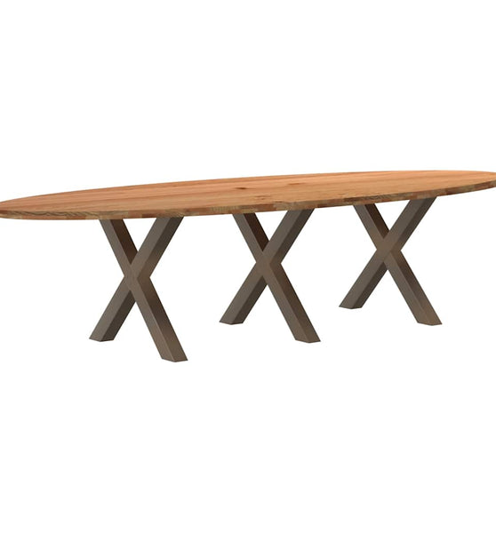Esstisch Hellbraun 320x120x74 cm Massivholz Eiche Oval