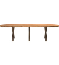 Esstisch Hellbraun 320x120x74 cm Massivholz Eiche Oval