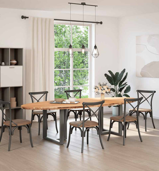 Esstisch Hellbraun 280x120x74 cm Massivholz Eiche Oval