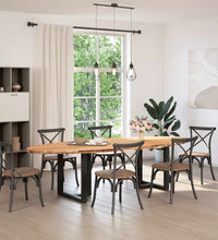 Esstisch Hellbraun 280x120x74 cm Massivholz Eiche Oval