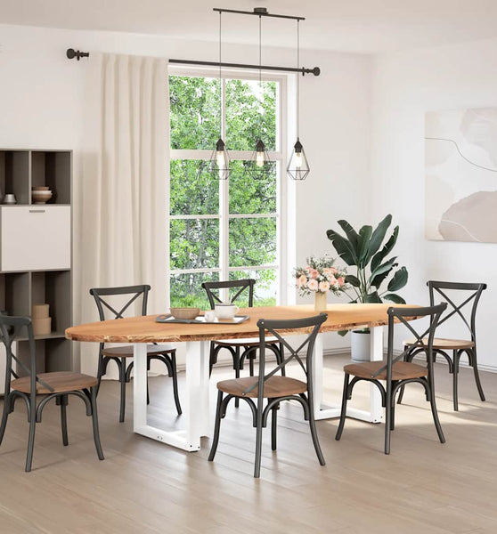 Esstisch Hellbraun 280x120x74 cm Massivholz Eiche Oval