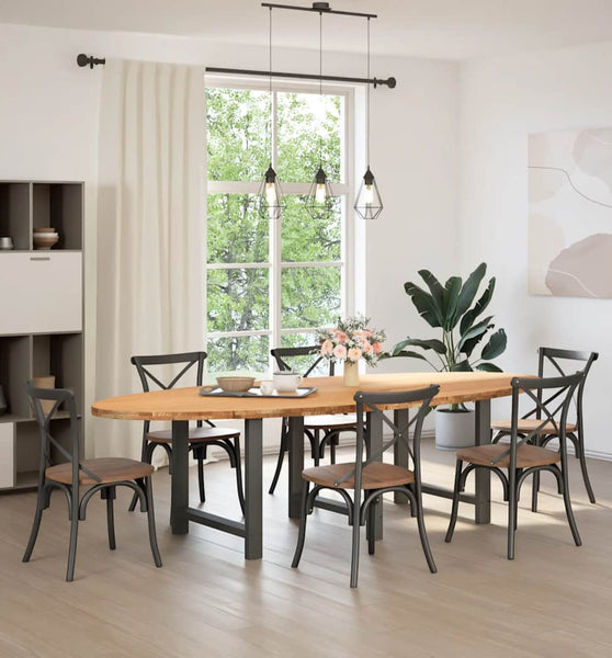 Esstisch Hellbraun 280x120x74 cm Massivholz Eiche Oval