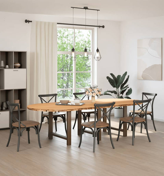 Esstisch Hellbraun 280x120x74 cm Massivholz Eiche Oval