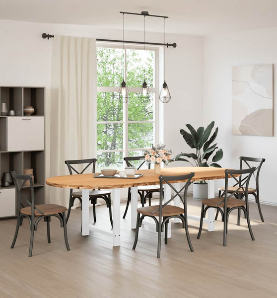 Esstisch Hellbraun 280x120x74 cm Massivholz Eiche Oval