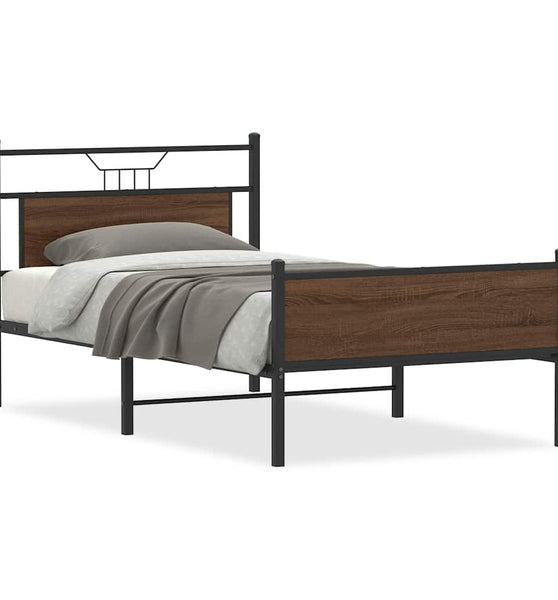 Bettgestell ohne Matratze Braun Eiche 100x190 cm Holzwerkstoff