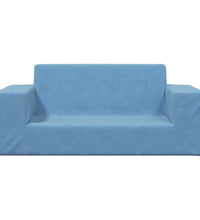 Kindersofa 2-Sitzer Blau Weich Plüsch